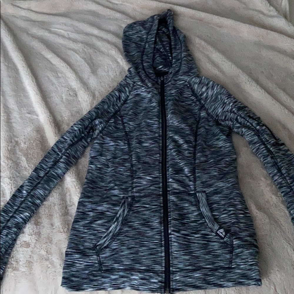 Reebok gray and white zip up
